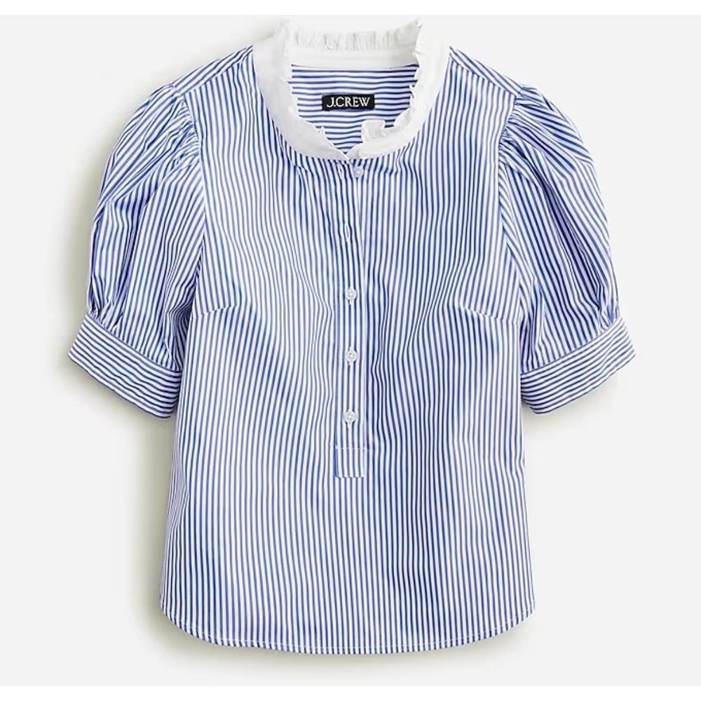 JCrew Puff-sleeve button-front shirt in stripe